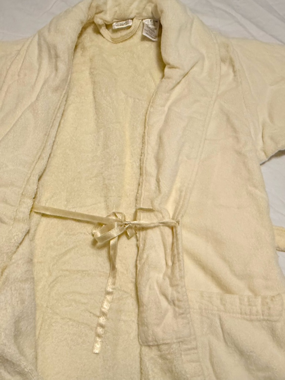 Secret Treasures Terry Bath Robe with Belt | Creamy Yellow - Picture 6 of 11